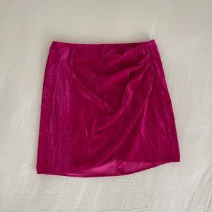 TOPSHOP Velvet Drape Mini Skirt In Bright Pink Petite US 2